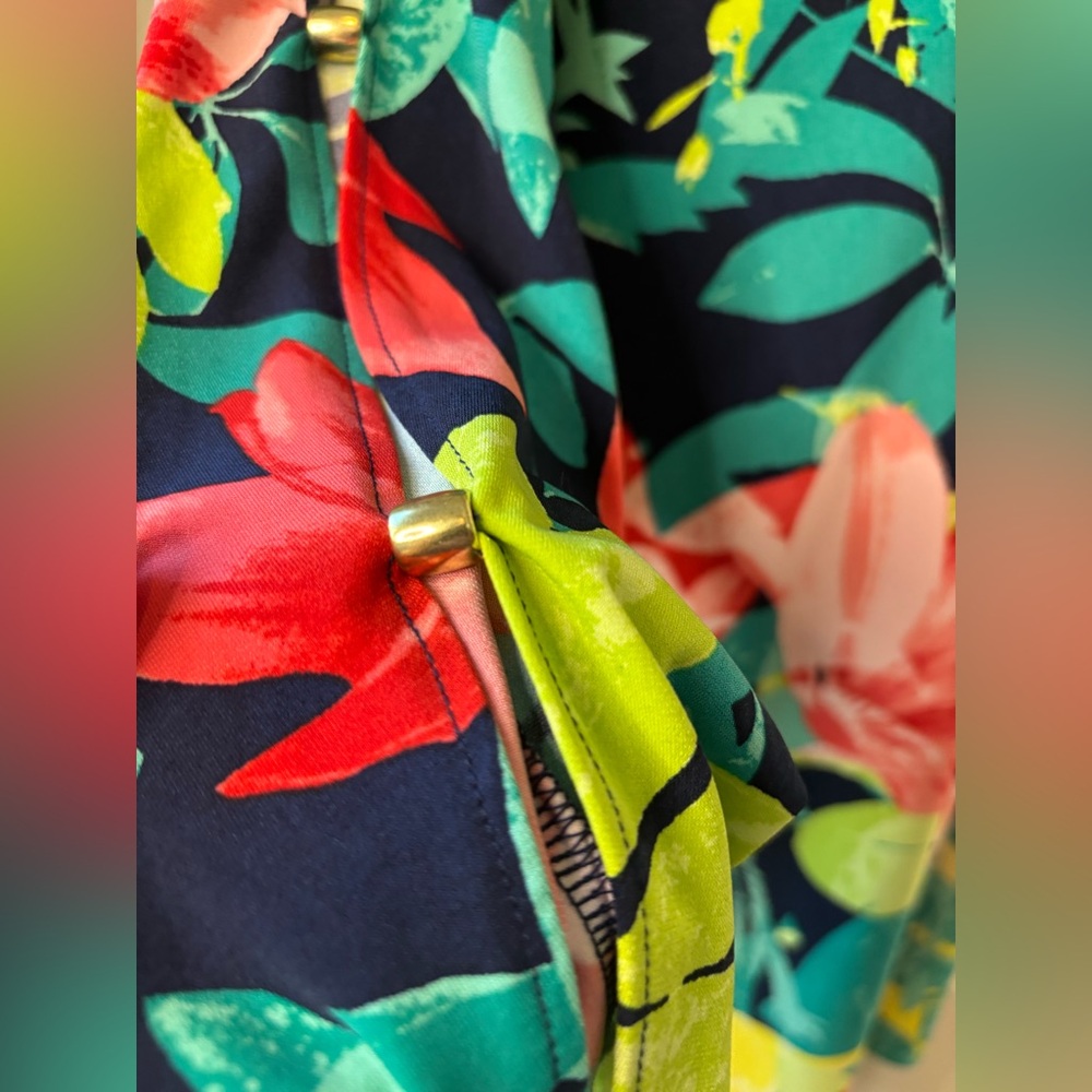 Ruby Rd. Floral Open Sleeve Colorful Top NWT - Picture 4 of 10